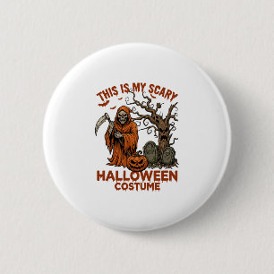 Macaron Rond 5 Cm Est Costume d'Halloween Effrayant Citrouille Reape