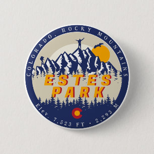 Macaron Rond 5 Cm Estes Park Colorado Drapeau Montagnes Randonnée So