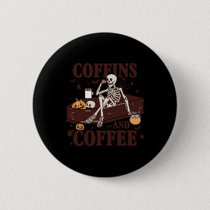 Macaron Rond 5 Cm Et Café Drôle Skeleton Halloween