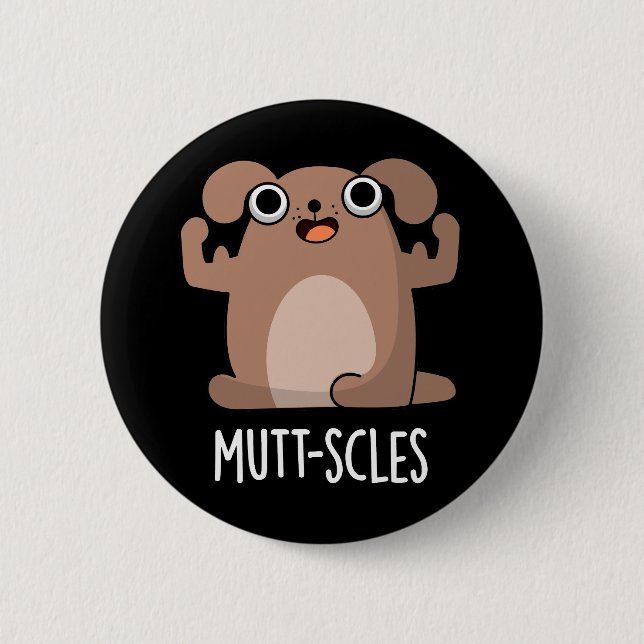 Macaron Rond 5 Cm Étapes muettes amusantes Animal Chien Pun Dark BG (Devant)