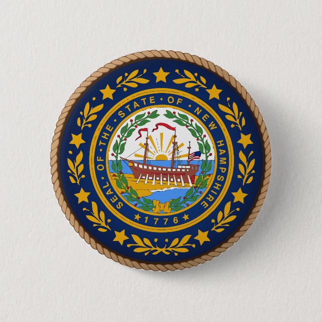 Macaron Rond 5 Cm État de bouton de joint de drapeau du New (Devant)