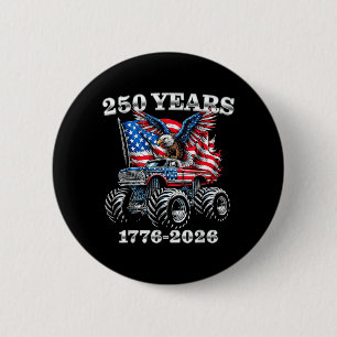 Macaron Rond 5 Cm États-Unis 250 Ans 1776-2026 Eagle Monster Truck G