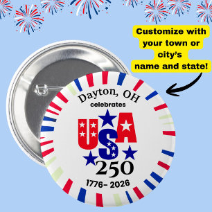 Macaron Rond 5 Cm États-Unis 250 personnalisé ville état patriotique