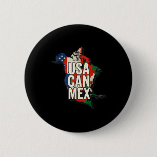 Macaron Rond 5 Cm États-Unis Can Mex Football Amérique du Nord Footb