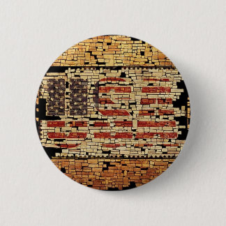 Macaron Rond 5 Cm États-Unis en détresse vintage lettres et drapeau