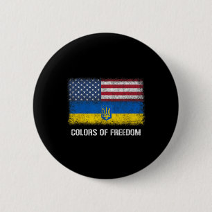 Macaron Rond 5 Cm États-Unis Ukraine Drapeau Américain Ukrainien Cou