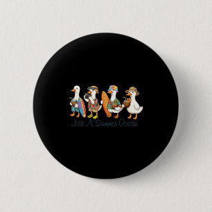 Macaron Rond 5 Cm Été drôle oie plage canard surf vacances mignon