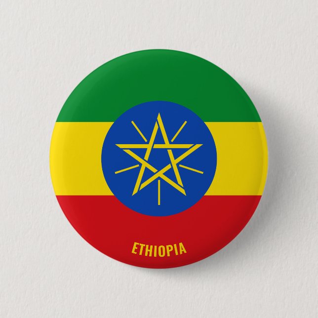 Macaron Rond 5 Cm Ethiopie Drapeau Charme Patriotique (Devant)