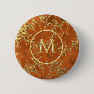 Macaron Rond 5 Cm Étincelle d'or monogramme classique