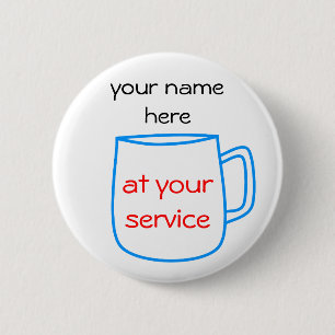 Macaron Rond 5 Cm Étiquette bleue de nom de tasse de café