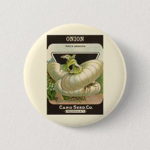 Macaron Rond 5 Cm Étiquette de pochette de graines vintage Art Onion