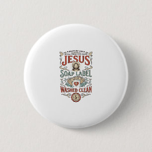 Macaron Rond 5 Cm Étiquette de savon Jésus Lavé Propre Savon Jésus L
