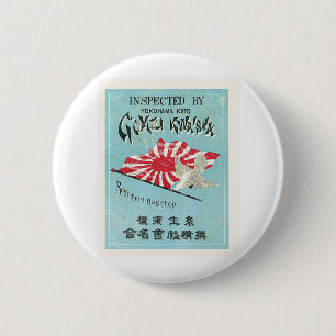 Macaron Rond 5 Cm Étiquette en soie japonais vintage de drapeau du