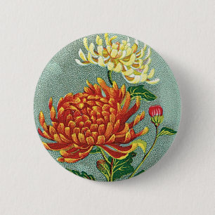 Macaron Rond 5 Cm Étiquette en soie japonais vintage de fleur de