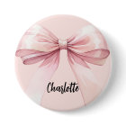 Étiquette nominative rose enrubannée