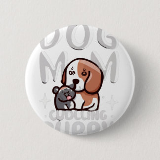 Macaron Rond 5 Cm Étiquettes de cadeau Maman Chien Câlinant Chiot