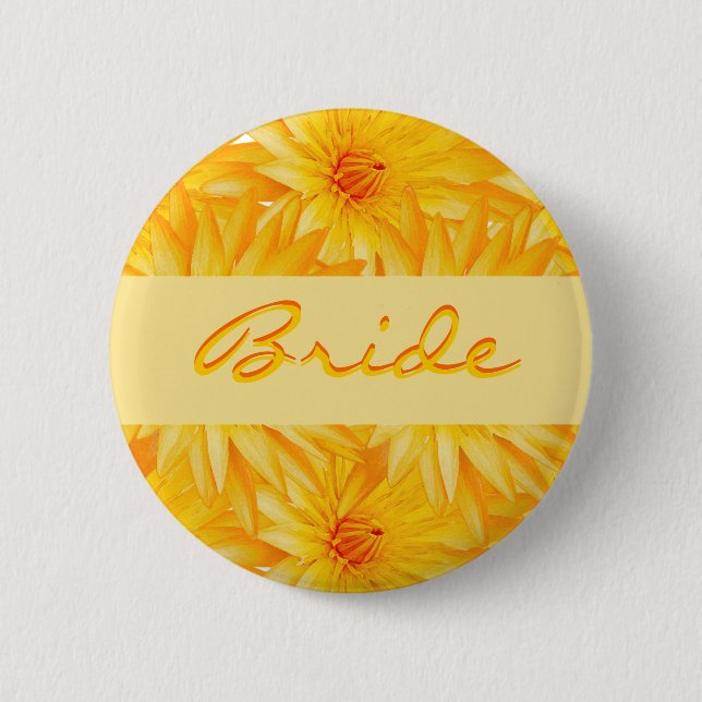 Macaron Rond 5 Cm Étiquettes nommées de mariage - insignes jaunes (Devant)