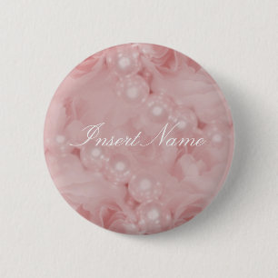 Macaron Rond 5 Cm Étiquettes nommées romantiques de rose de perles