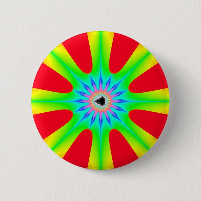 Macaron Rond 5 Cm Étoile - Bouton fractal (Devant)