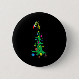 Macaron Rond 5 Cm Étoile de sapin de Noël verte main Xmas vacances e
