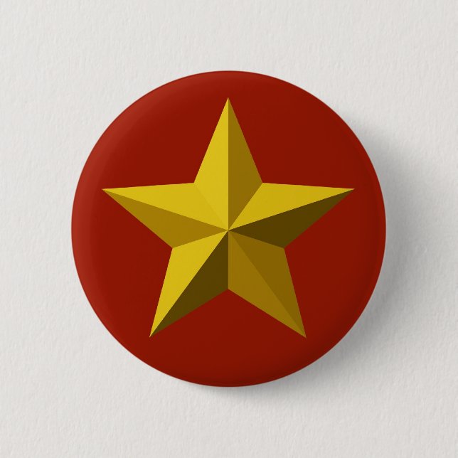 Macaron Rond 5 Cm Étoile d'or, étoile d'or, rouge, insigne (Devant)