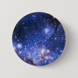 Macaron Rond 5 Cm Étoiles Bleu Bleu Embrionique