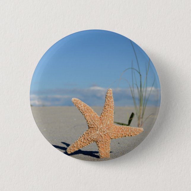 Macaron Rond 5 Cm Étoiles de mer sur la plage (Devant)