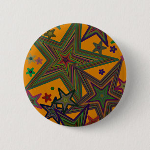 Macaron Rond 5 Cm Étoiles Orange Green Party