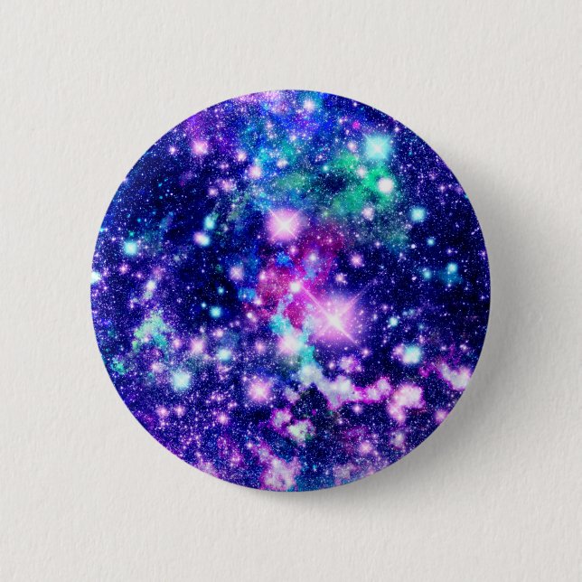 Macaron Rond 5 Cm Étoiles roses et pourpres de galaxie (Devant)