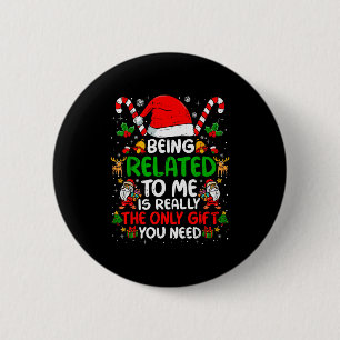 Macaron Rond 5 Cm Être apparenté à moi drôle de Noël famille Xmas Pa