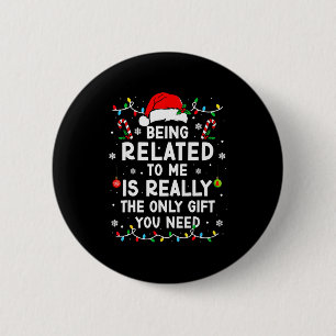 Macaron Rond 5 Cm Être apparenté à moi drôle de Noël famille Xmas Pa