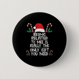 Macaron Rond 5 Cm être apparenté à moi Noël pyjama famille xmas h