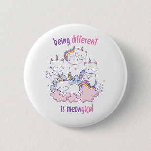 Macaron Rond 5 Cm Être différent est miauleux Licorne chat drôle