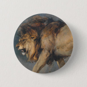 Macaron Rond 5 Cm Étude d'un lion (par Edwin Henry Landseer)