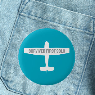 Macaron Rond 5 Cm Étudiant pilote premier avion solo amusant Aviatio