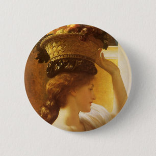 Macaron Rond 5 Cm Eucharis - Jeune fille avec une corbeille de fruit