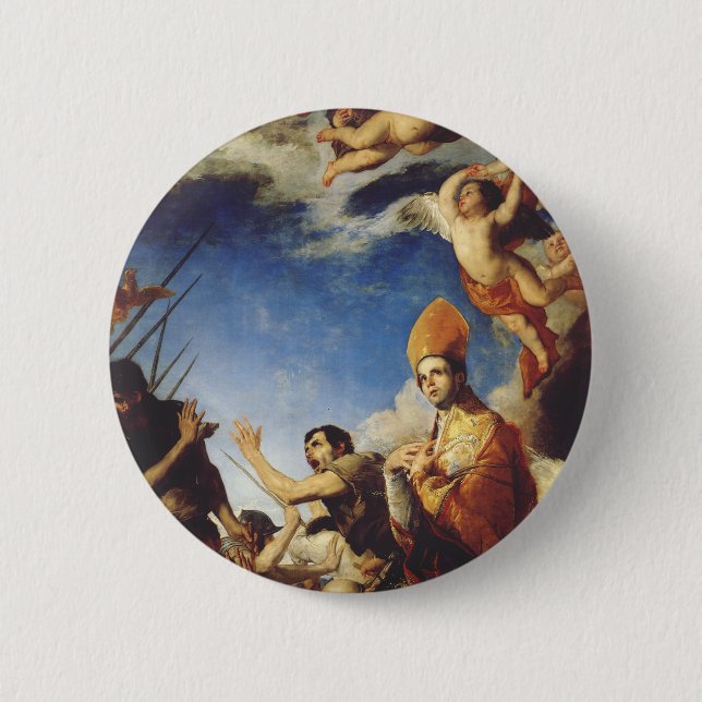 Macaron Rond 5 Cm Évêque de Saint Januarius de Bénévent (Devant)