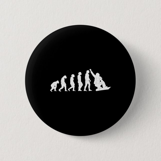Macaron Rond 5 Cm Évolution Du Snowboard De L'Homme Boarder Monkey A (Devant)