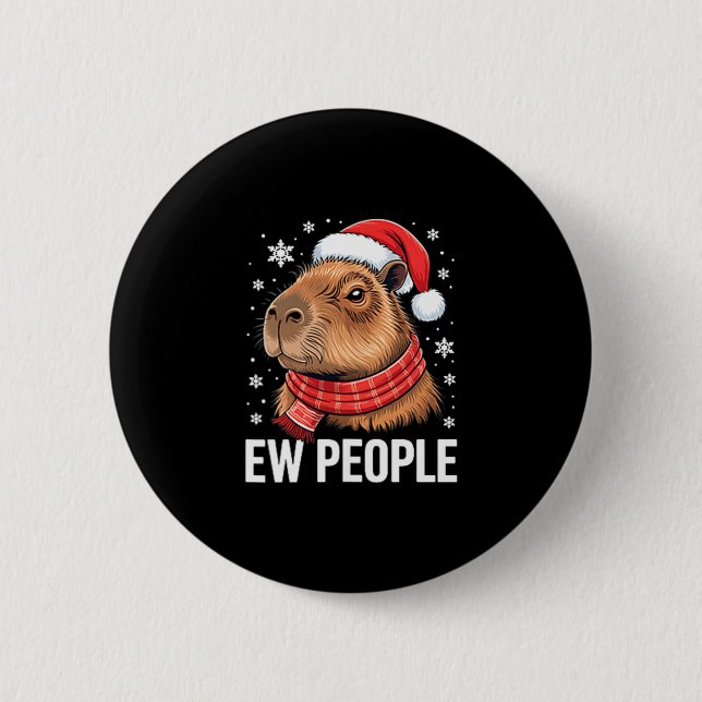 Macaron Rond 5 Cm Ew People Capybara Christmas Funny Introvert Holid (Devant)