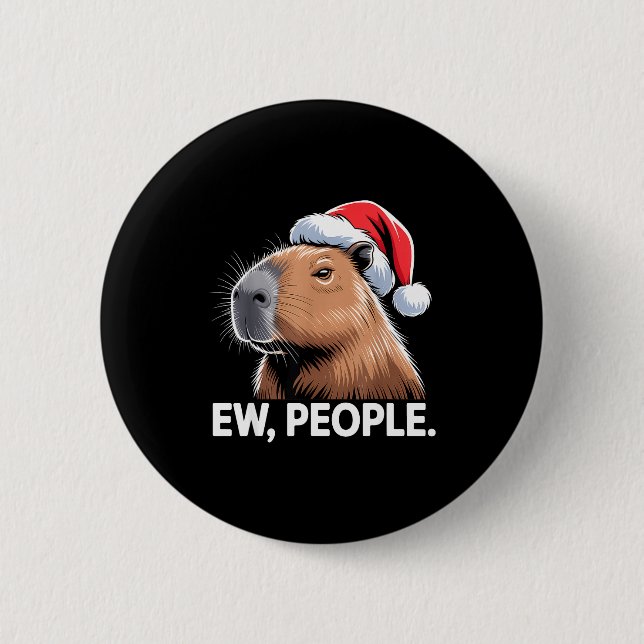 Macaron Rond 5 Cm Ew People Capybara Christmas Humor  (Devant)
