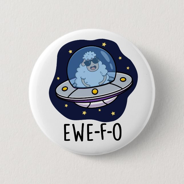Macaron Rond 5 Cm Ewe-F-O Funny UFO Pun (Devant)