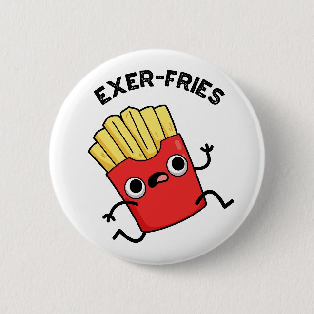 Macaron Rond 5 Cm Exer-frites Funny Fries Puns (Devant)