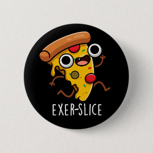 Macaron Rond 5 Cm Exer-slice Funny Pizza Pun Dark BG