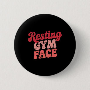 Macaron Rond 5 Cm Exercice Repose Gym Face Drôle Motif d'haltérophil