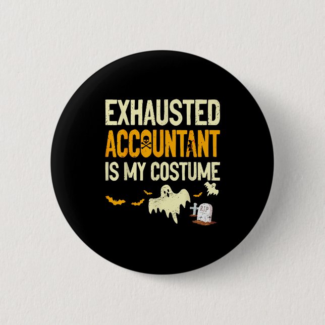 Macaron Rond 5 Cm Exhausted Accountant Cpa Halloween Funny Accountan (Devant)