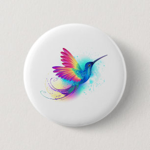 Macaron Rond 5 Cm Exotic Rainbow Hummingbird