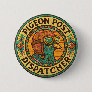 Macaron Rond 5 Cm Expéditeur de Poste aux Pigeons - Logo Oiseau Avia