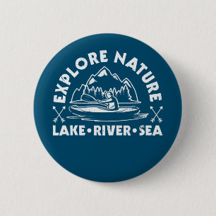 Macaron Rond 5 Cm Explorez la nature : Kayaking Adventures