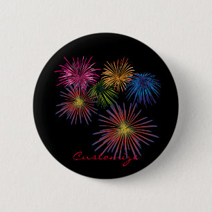 Macaron Rond 5 Cm Explosion de feux d'artifice Thunder_Cove