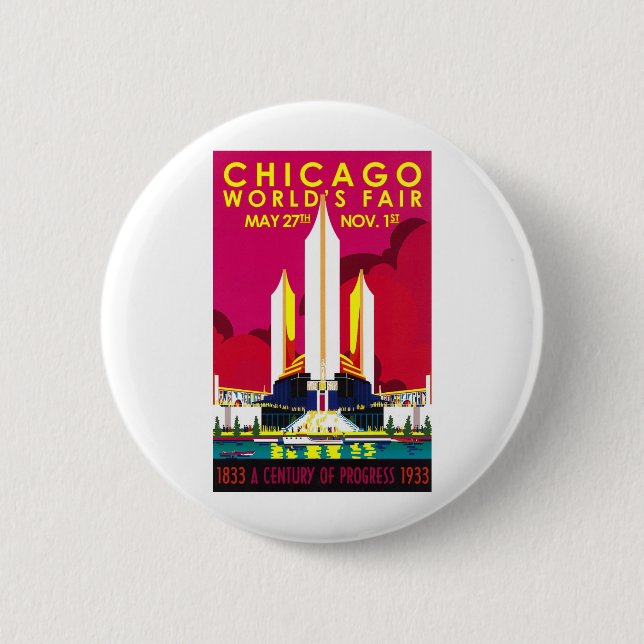 Macaron Rond 5 Cm Exposition universelle 1933 de Chicago (Devant)